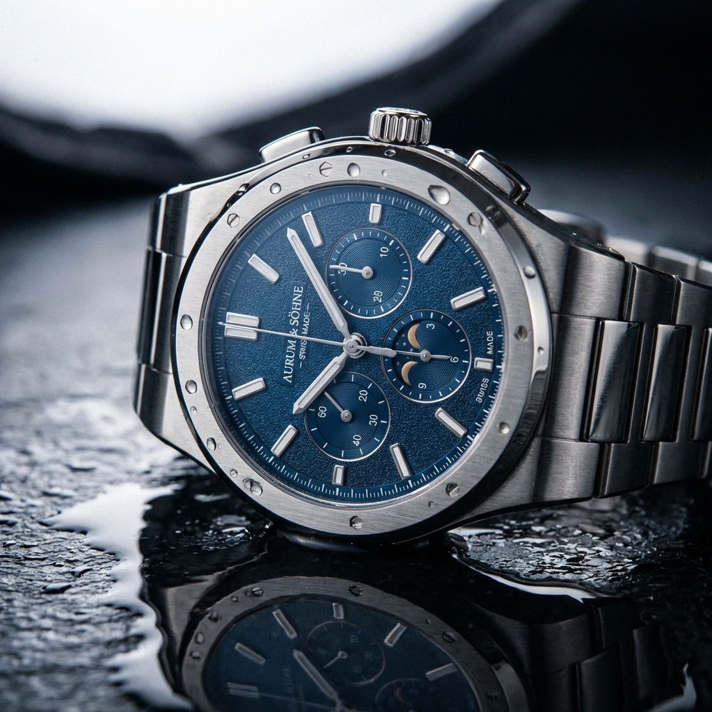 Luxury chronograph on dark slate