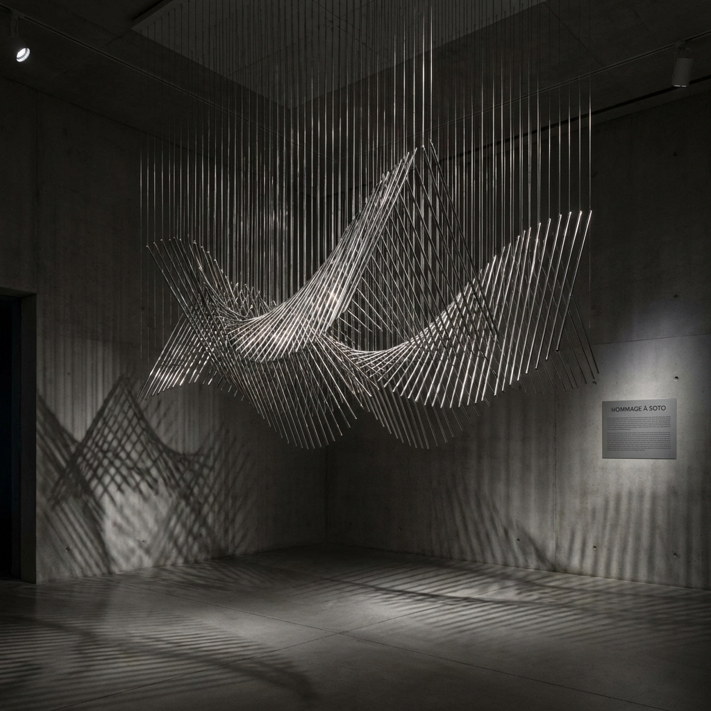 Polished steel kinetic sculpture