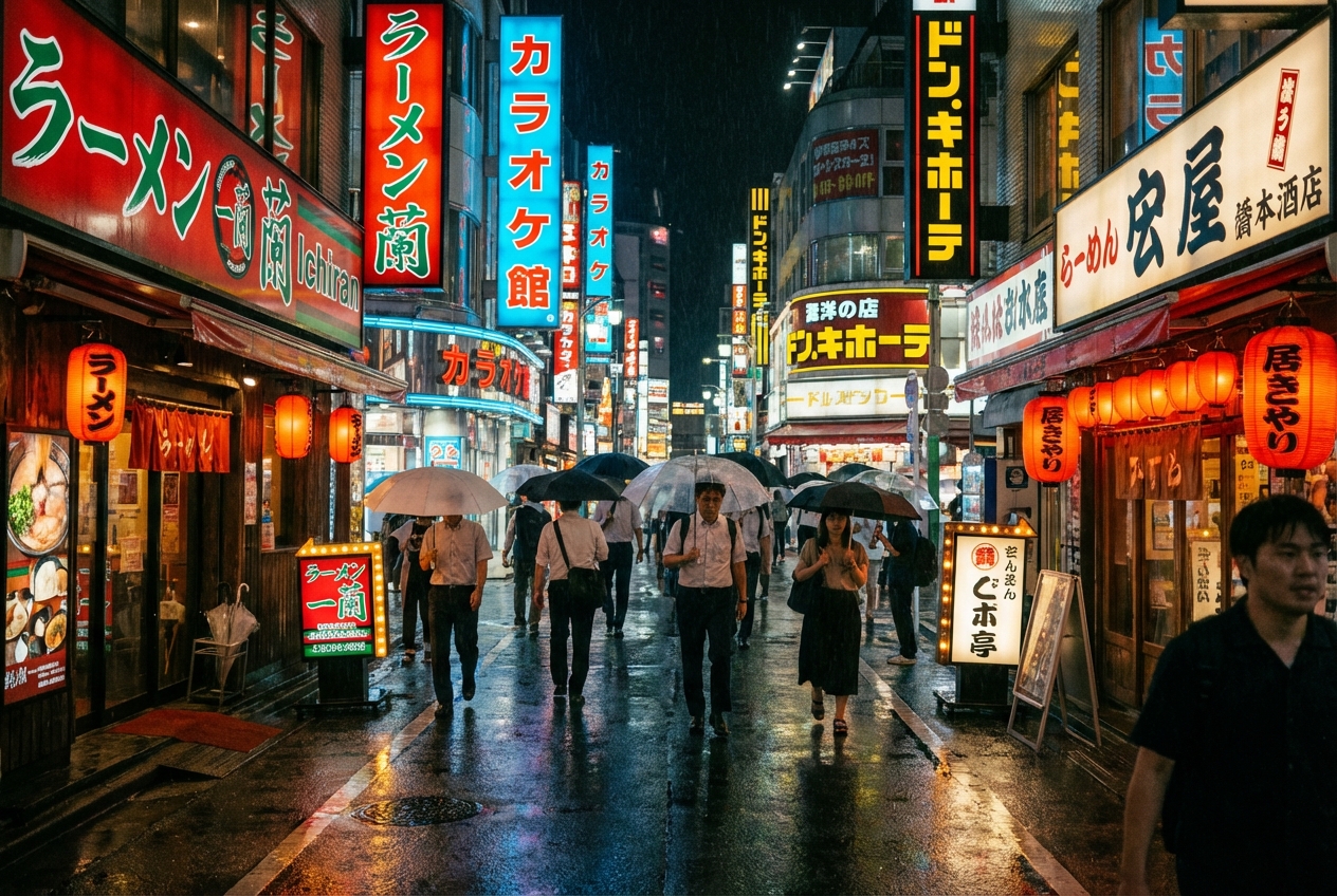 Tokyo neon street at night